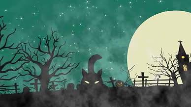 无限循环月夜万圣节恐怖古堡舞台背景视频的预览图